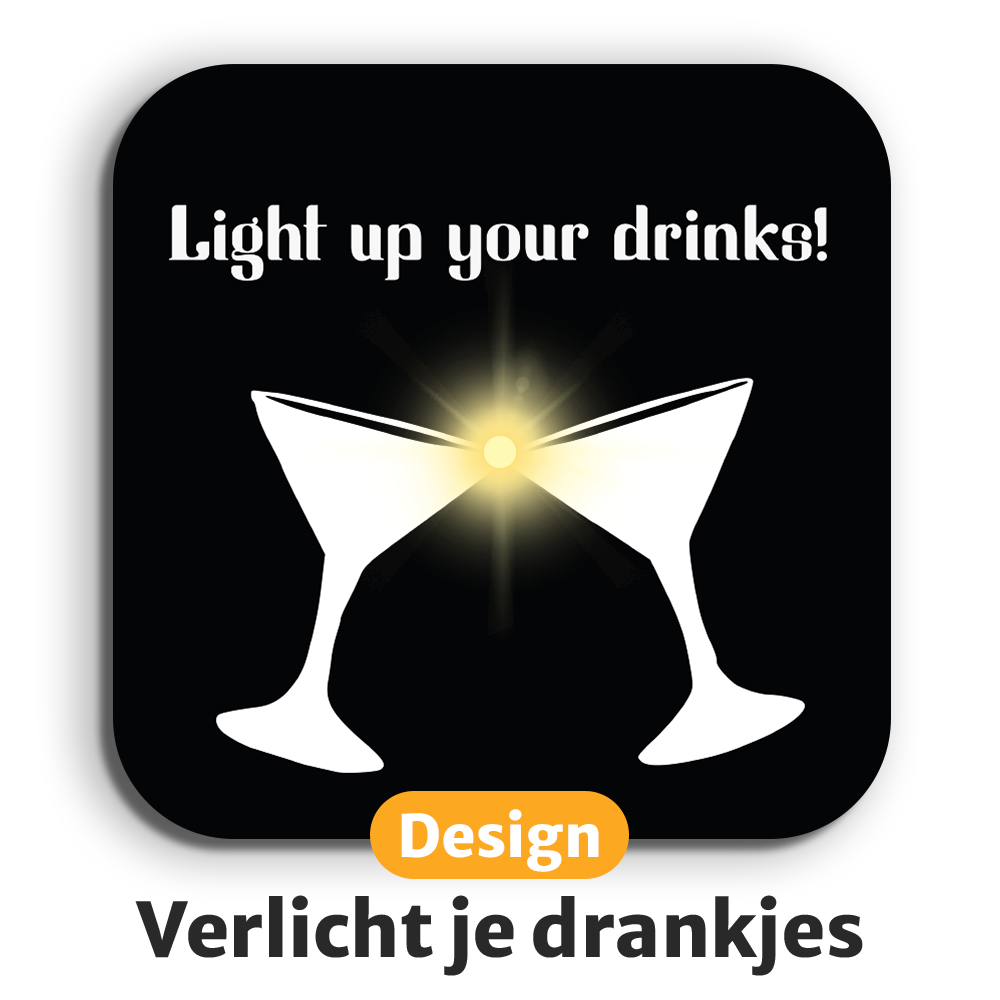 Lichtgevende LED-onderzetters met gratis vervangbatterijen