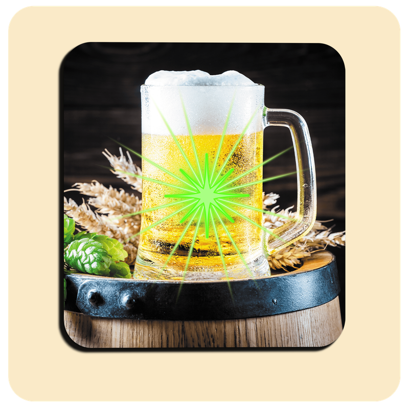 Leuchtende LED-Untersetzer mit gratis Ersatzbatterien | Design: Bier