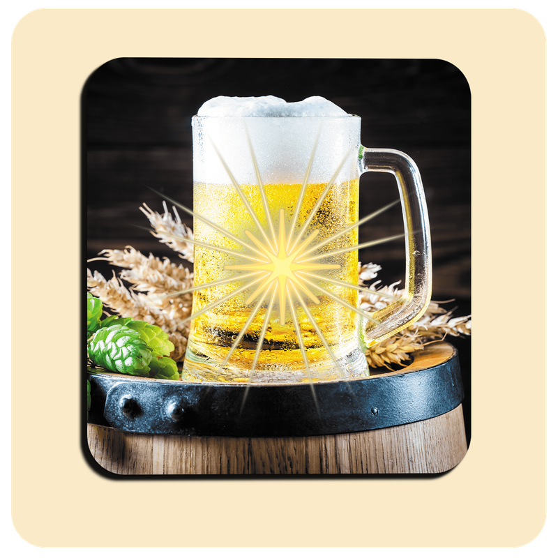 Leuchtende LED-Untersetzer mit gratis Ersatzbatterien | Design: Bier
