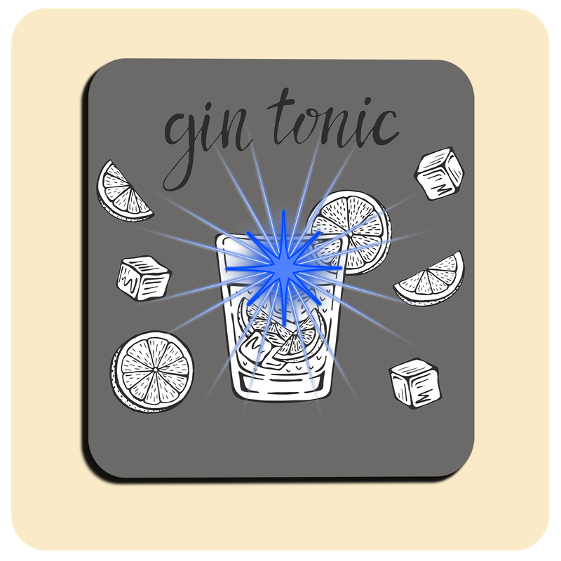 Leuchtende LED-Untersetzer mit gratis Ersatzbatterien | Design: Gin Tonic