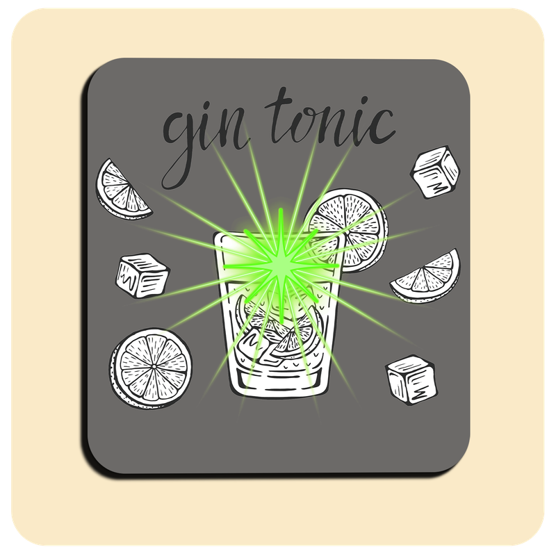 Leuchtende LED-Untersetzer mit gratis Ersatzbatterien | Design: Gin Tonic