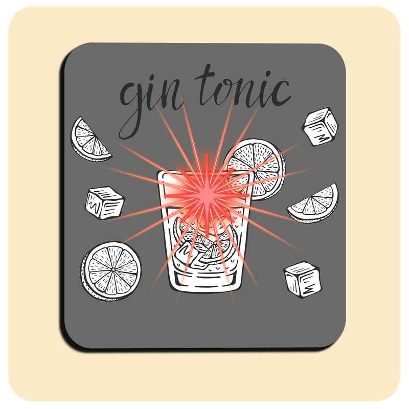 Leuchtende LED-Untersetzer mit gratis Ersatzbatterien | Design: Gin Tonic