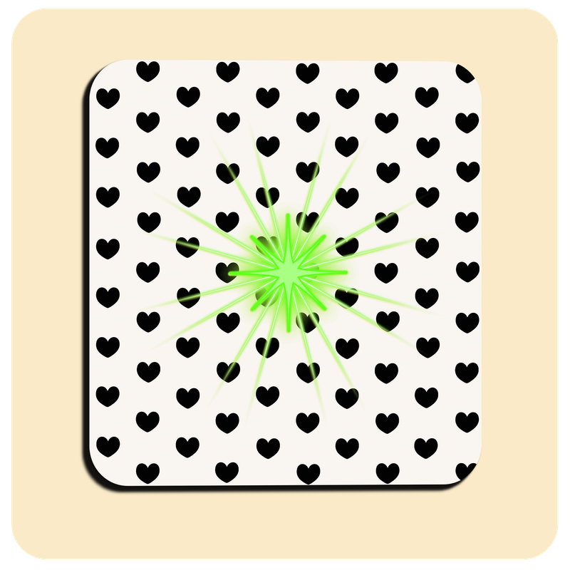 Leuchtende LED-Untersetzer mit gratis Ersatzbatterien | Design: Schwarze Herzen