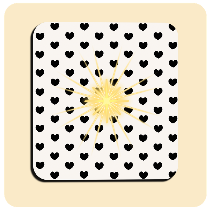 Leuchtende LED-Untersetzer mit gratis Ersatzbatterien | Design: Schwarze Herzen
